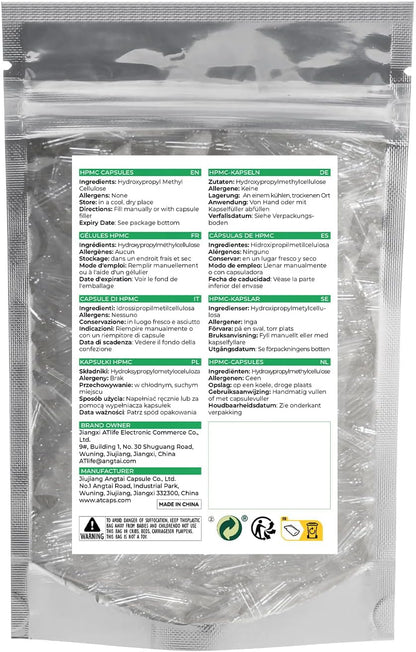 Cápsulas Veganas Vacías Tamaño 2 - ATLEMISME - 500 Unidades con 2 Micro Cucharas para Llenado DIY – Image 2