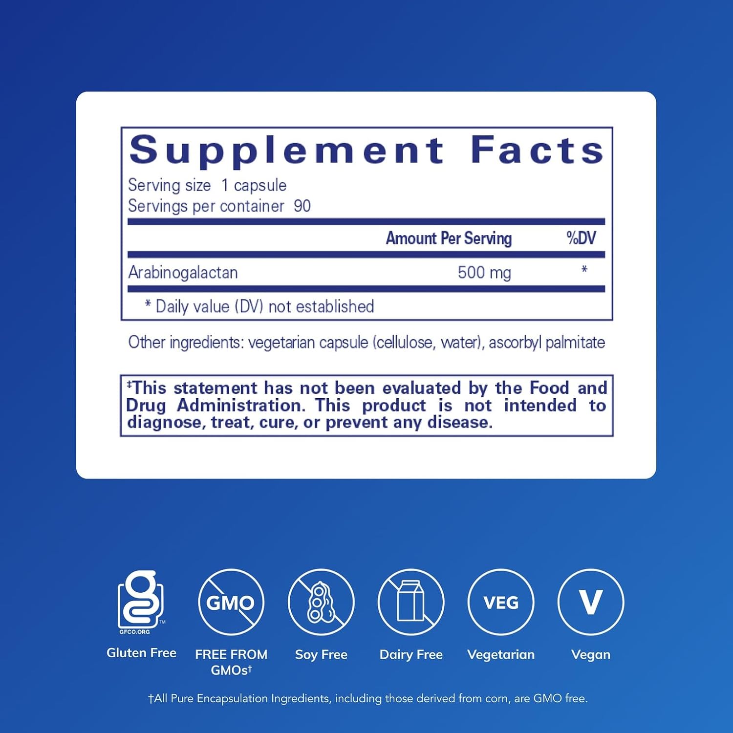Arabinogalactano de Pure Encapsulations – 90 Cápsulas