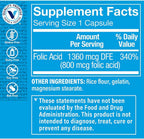 Ácido Fólico 800 mcg, 300 Cápsulas - Apoyo Prenatal