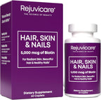 Rejuvicare Hair, Skin & Nails - Biotina 5000 mcg, Zinc y Folato - 30 cápsulas