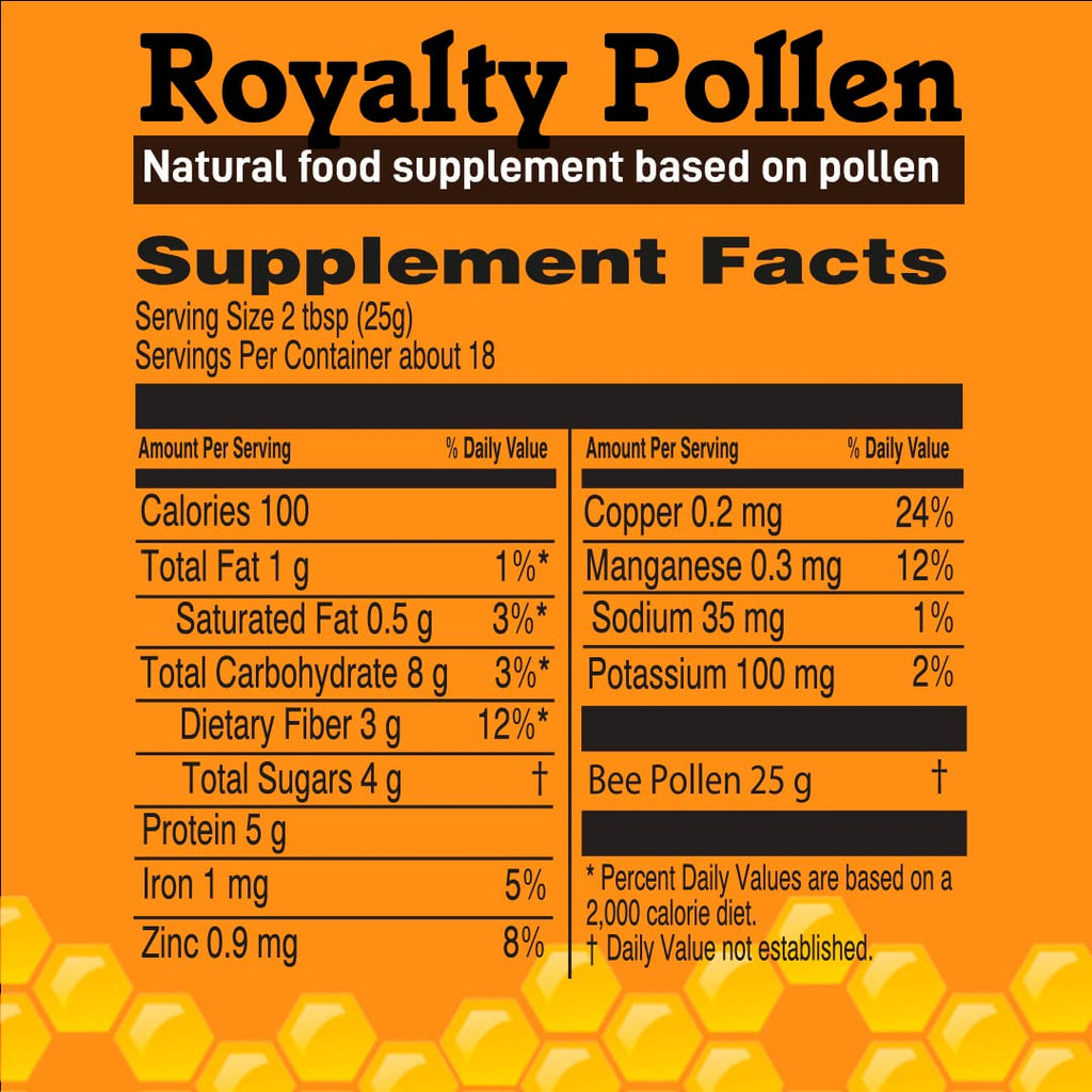 Royalty Pollen Polen de Abeja en Polvo - 100% Puro y Natural