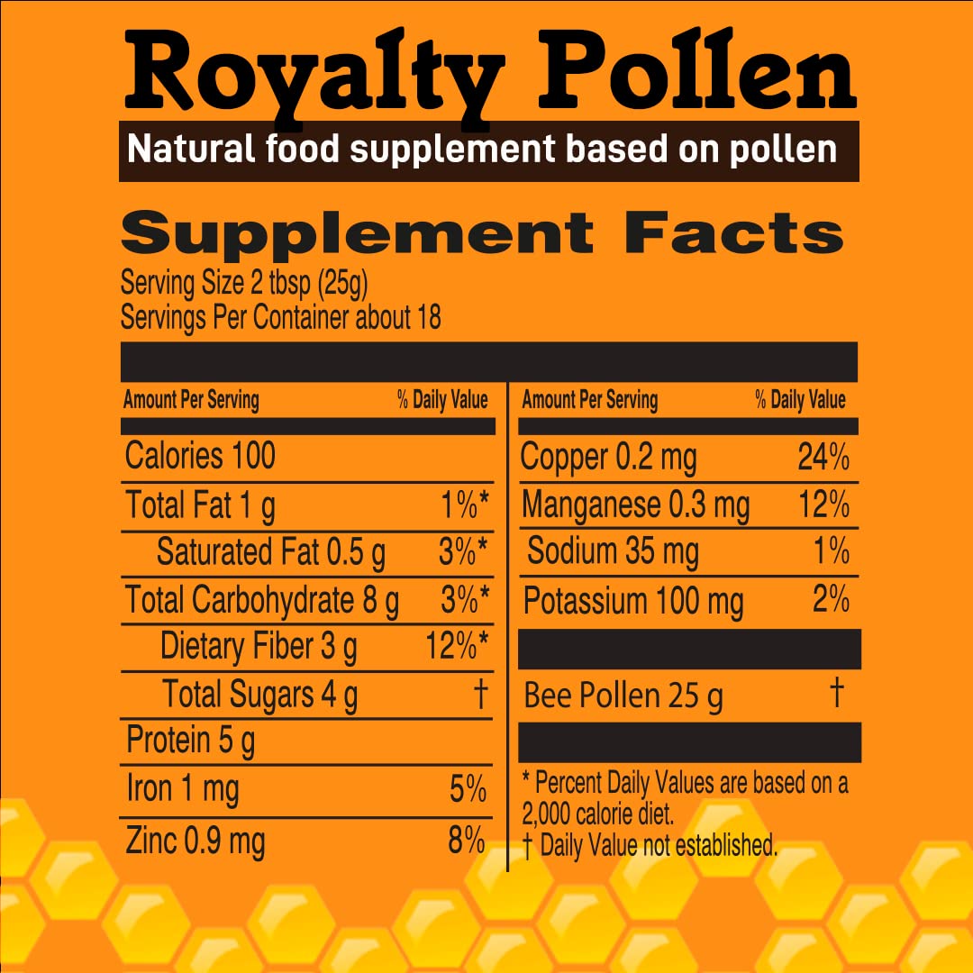 Royalty Pollen Polen de Abeja en Polvo - 100% Puro y Natural