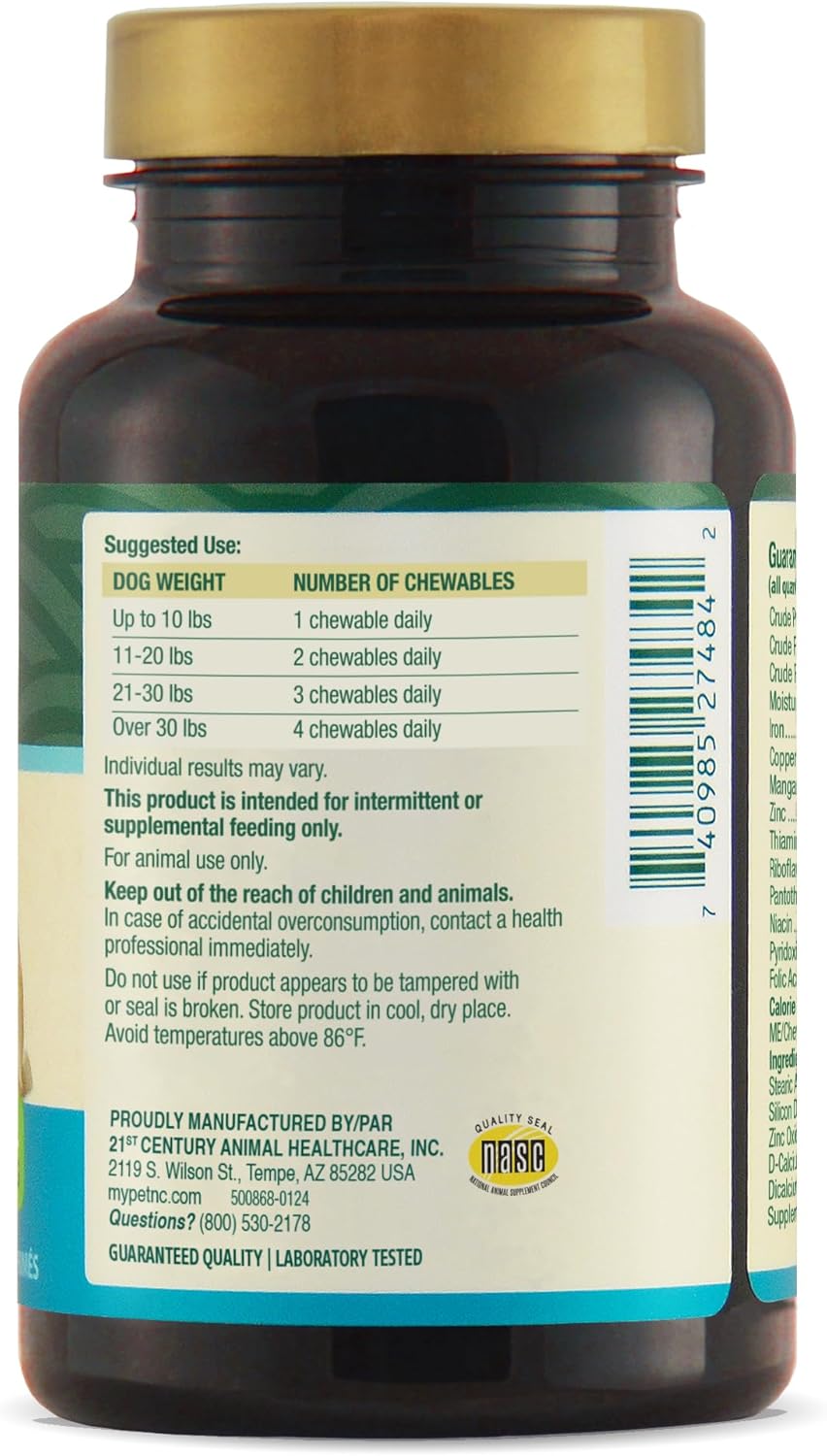 PetNC Natural Care Levadura de Cerveza para Perros – Piel y Pelaje, 250 Masticables