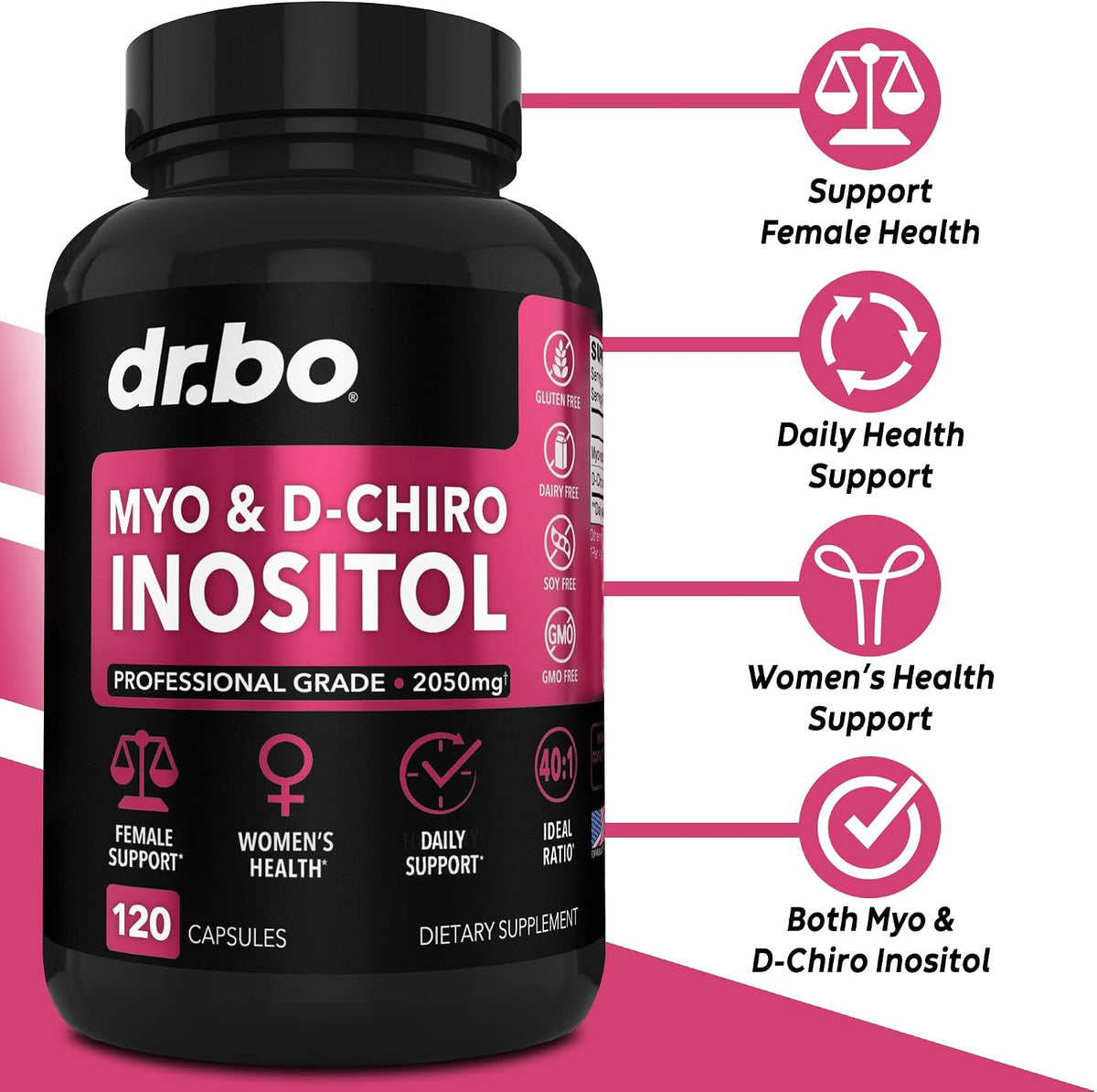 Myo-Inositol y D-Chiro Inositol 40:1 - Suplemento para Mujeres - 2050mg por dosis - 120 Cápsulas – Image 2