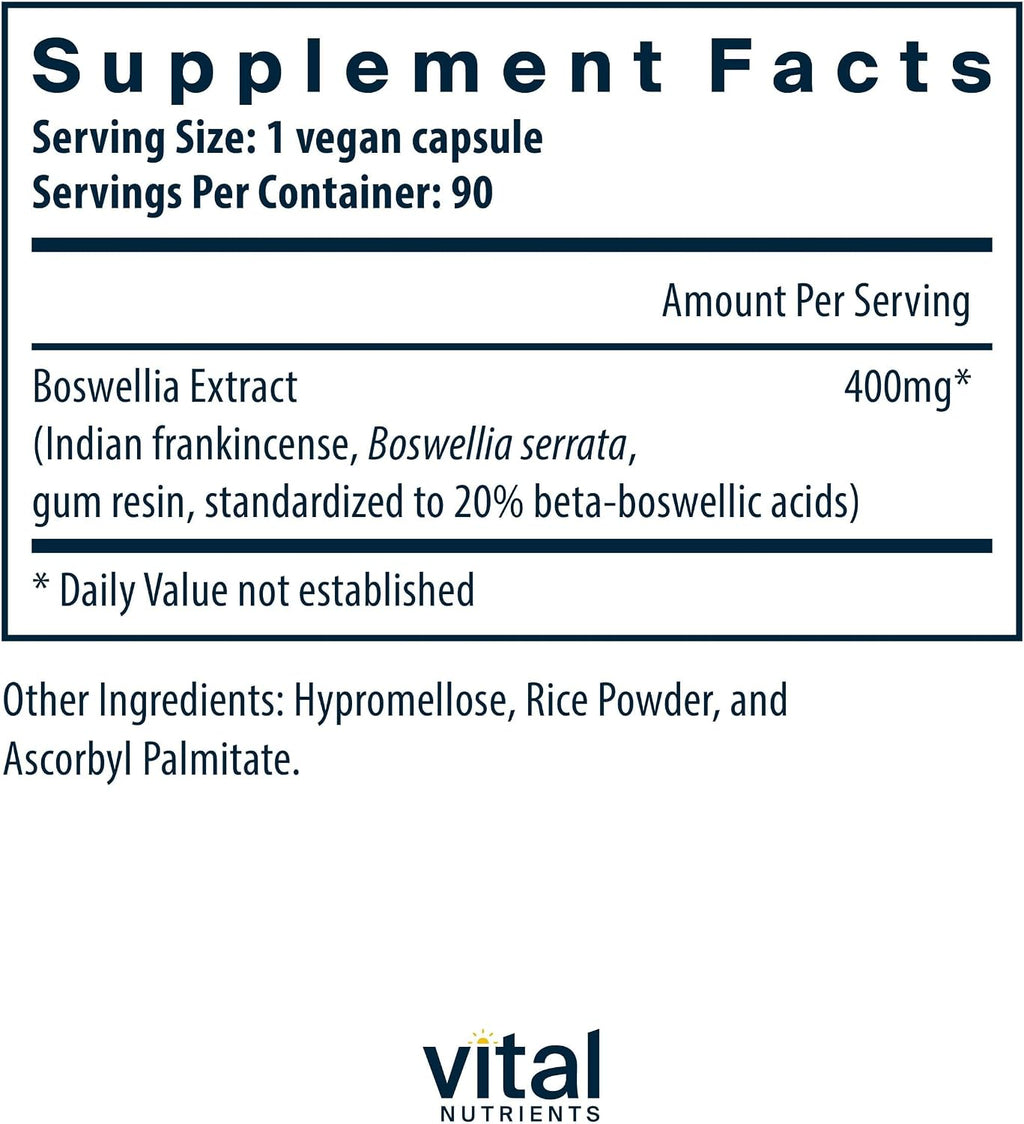 Vital Nutrients Boswellia Extract 400mg, 90 Capsules