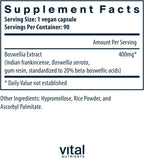 Vital Nutrients Boswellia Extract 400mg, 90 Capsules