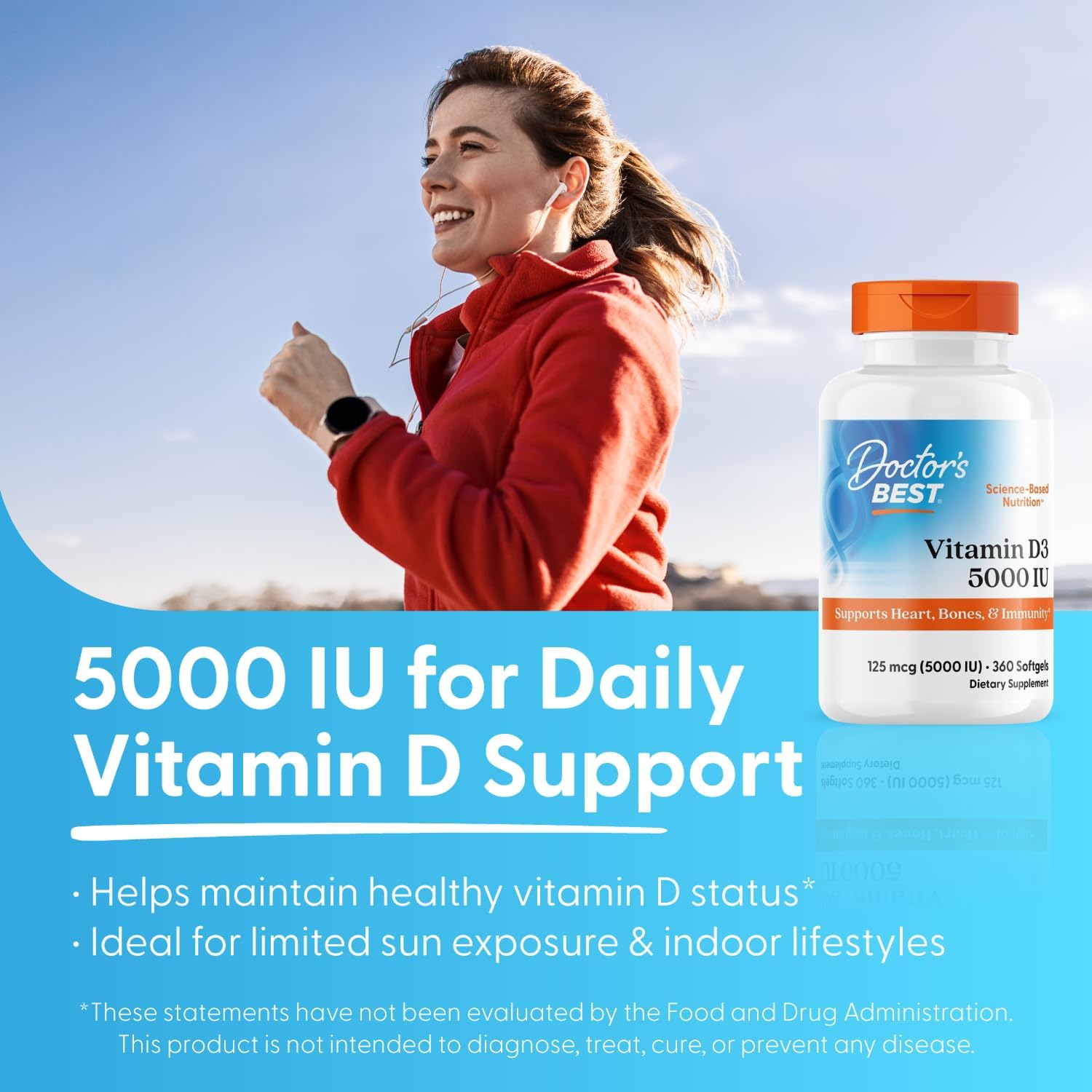 Doctor's Best Vitamina D3 5000 IU - 360 Cápsulas Blandas