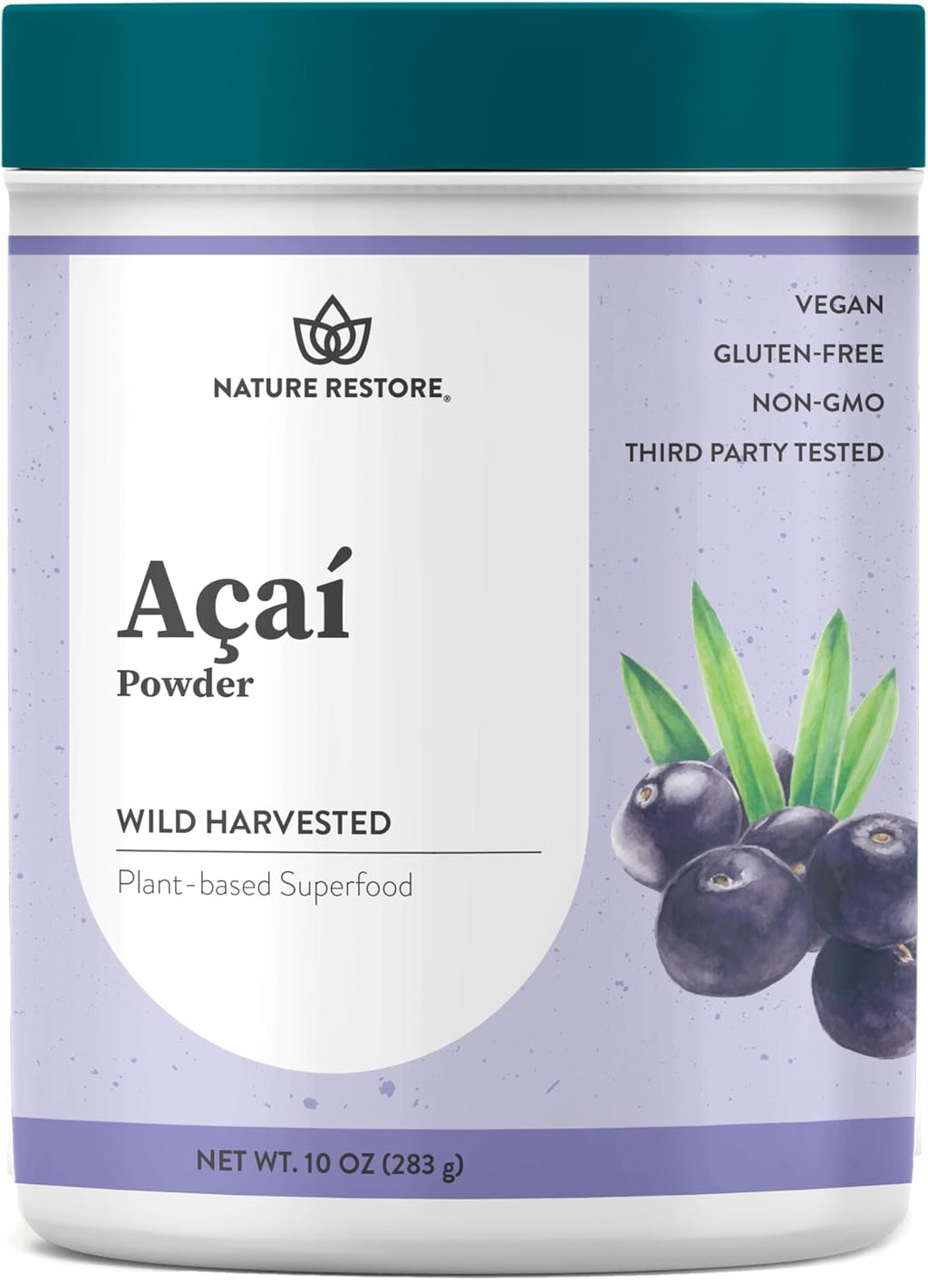 Nature Restore Acai Berry Powder Wild Harvested, 10 Ounces (283g)