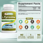 Best Naturals L-Tirosina 500 mg 90 Cápsulas