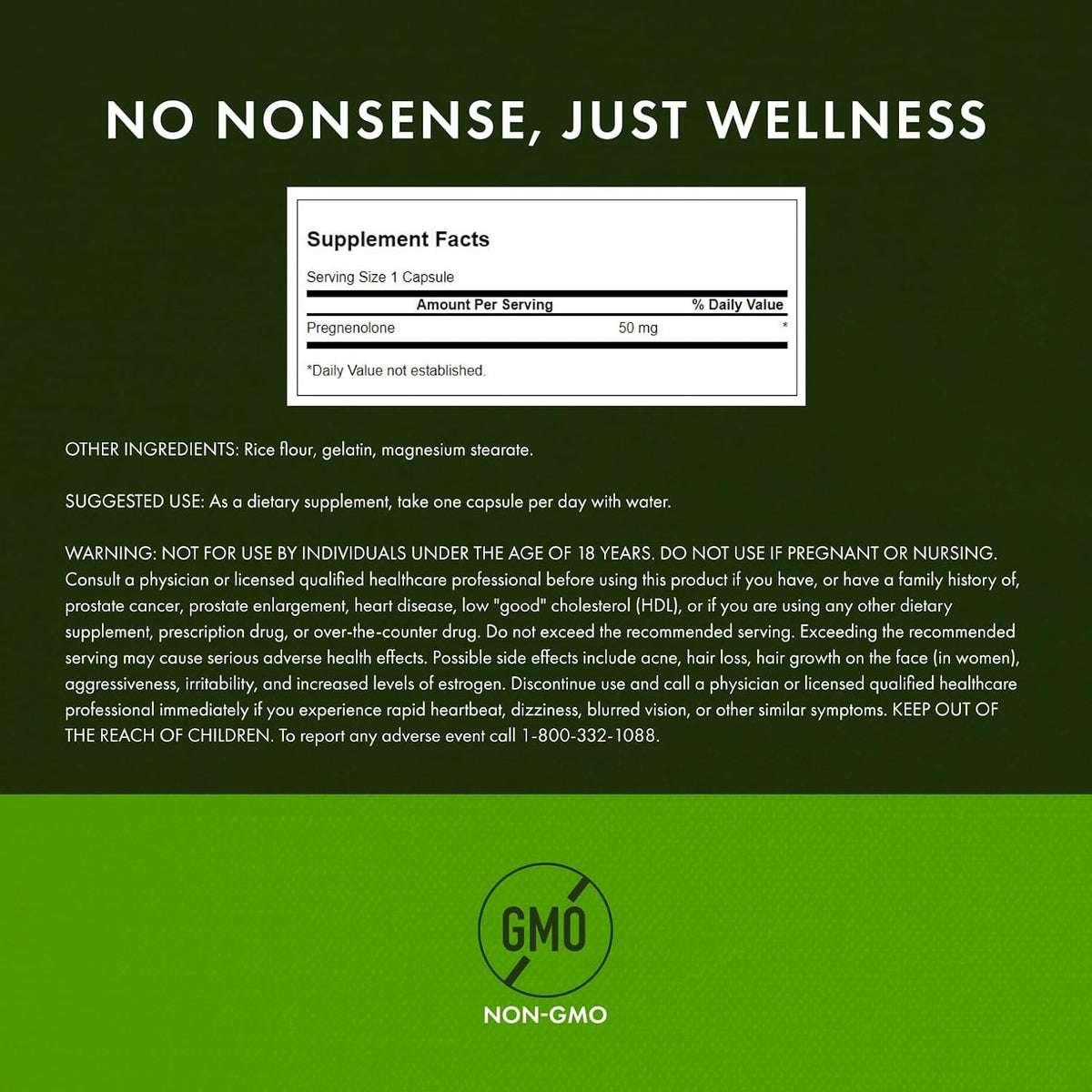 Swanson Pregnenolone - Super Strength 50 mg 60 Cápsulas (Pack de 3) – Image 3