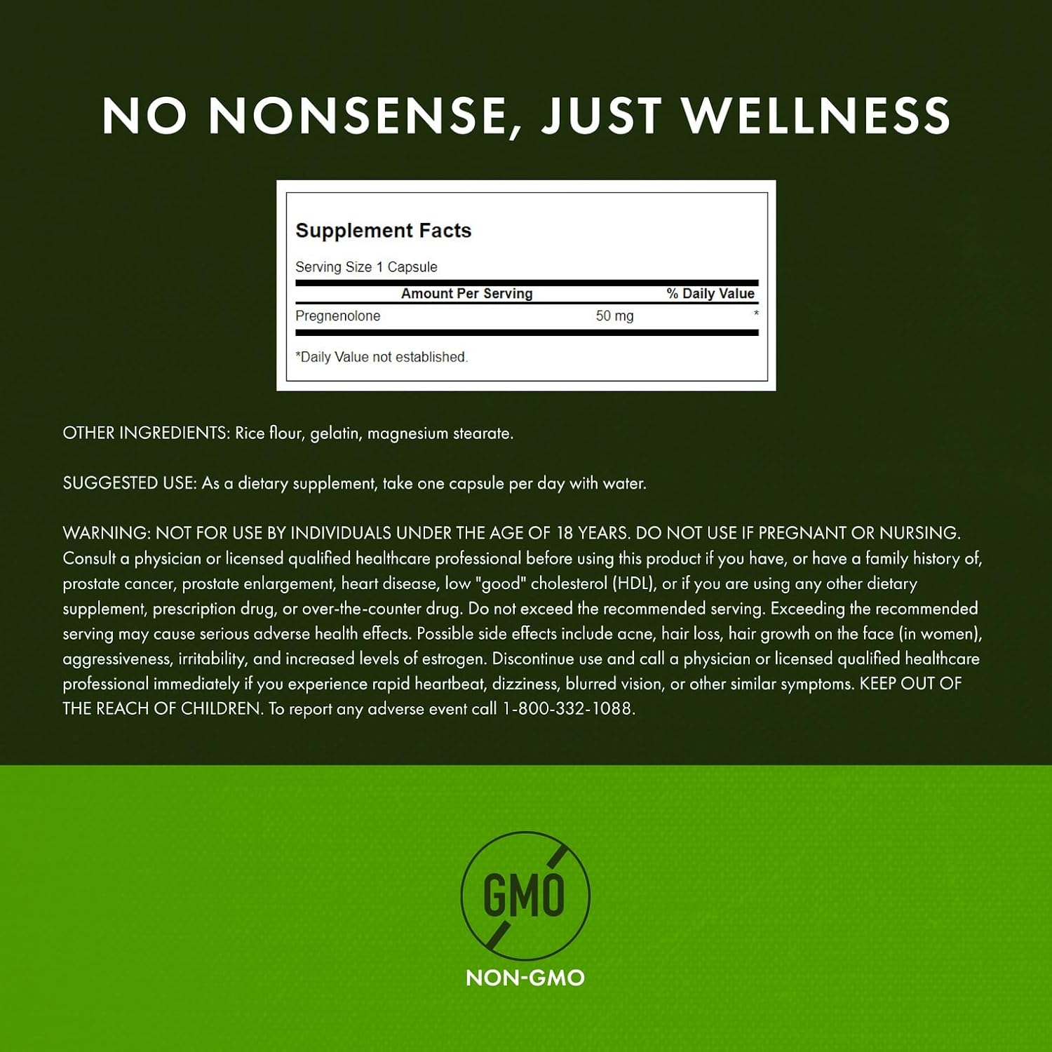 Swanson Pregnenolone - Super Strength 50 mg 60 Cápsulas (Pack de 3)