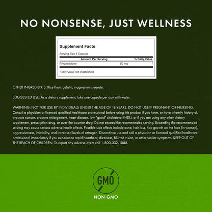 Swanson Pregnenolone - Super Strength 50 mg 60 Cápsulas (Pack de 3) – Image 3