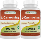 Best Naturals L-Carnosina 500 mg - 100 Cápsulas Vegetales (Paquete de 2)