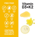 NatureWise Vitamina D3 + K2 Vegana con Aceite MCT de Coco Orgánico - 5000 UI D3 + 100 mcg K2 - 90 Cápsulas Blandas