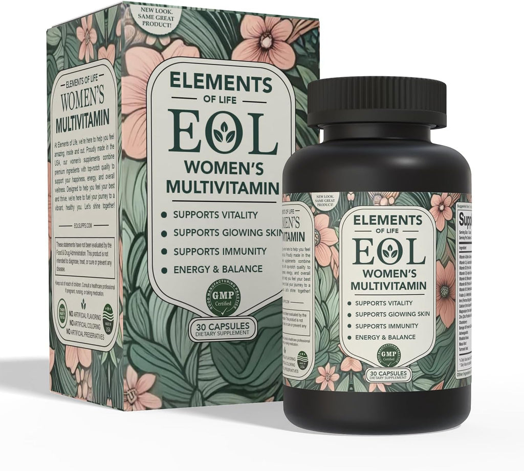 Elements of Life Multivitamínico para Mujeres – Con Metilfolato, Ingredientes Orgánicos y Adaptógenos