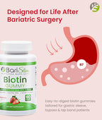 BariSlim Biotina 5000 mcg Gomitas - Suplemento de Biotina para el Cabello, Piel y Uñas - Fácil Digestión - Sabor Fresa Natural - 90 Gomitas