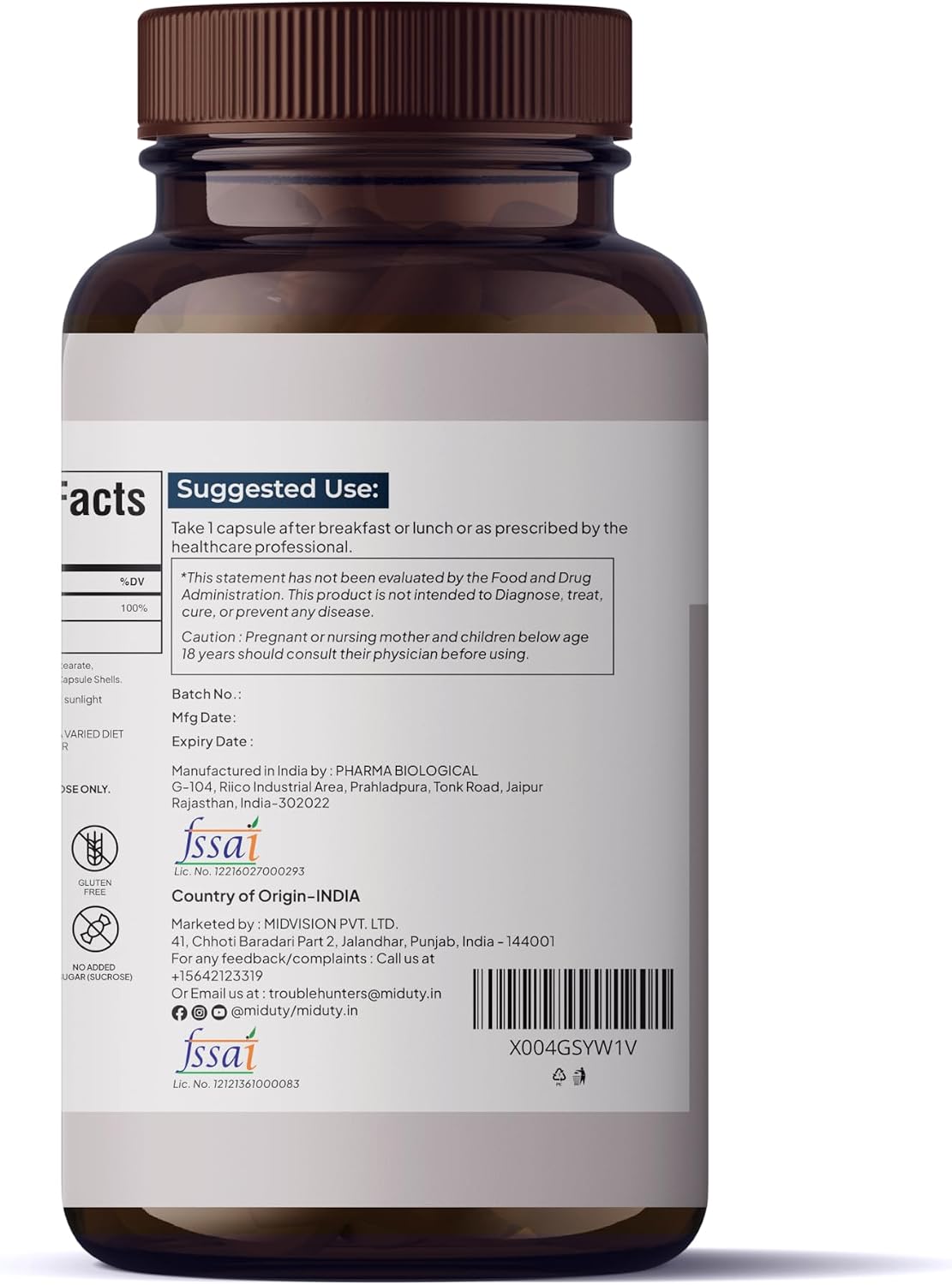 Miduty Vitamina C Liposomal - Sin Gluten - No Transgénico - 90 Cápsulas