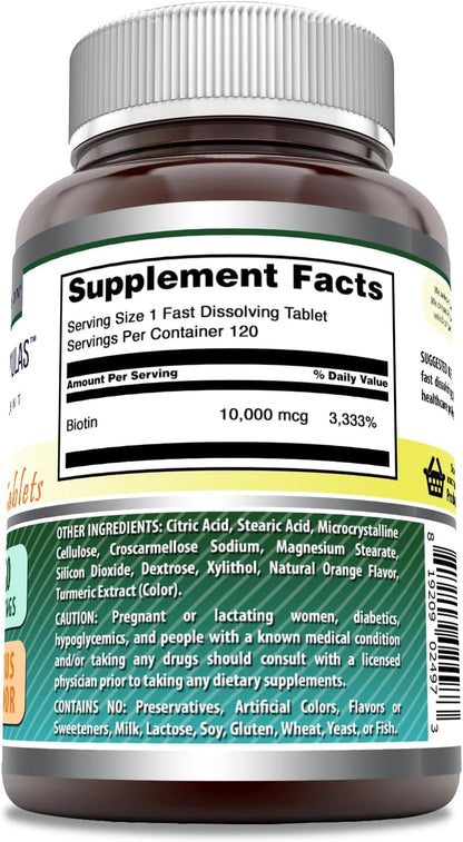 Amazing Formulas Biotina 10,000 mcg - 120 – La biotina contribuye al funcionamiento normal del sistema nervioso. – Image 2