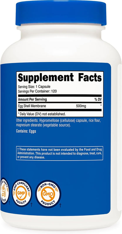 Nutricost Membrana de Cáscara de Huevo, 500 mg por Porción, 120 Cápsulas - Sin Gluten, Sin OGM – Image 5