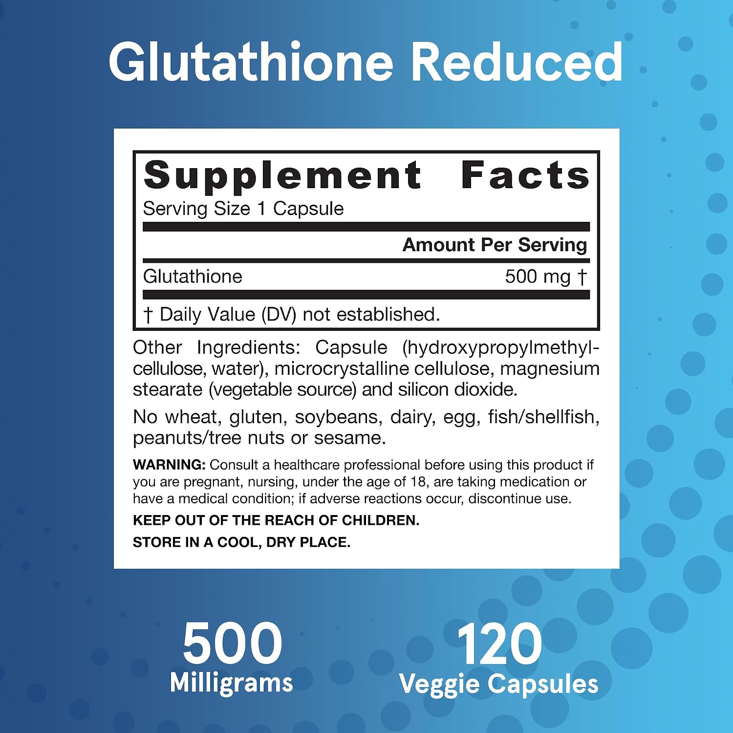 Jarrow Formulas Reduced Glutathione 500 mg - 120 Vegetable Capsules - Intracellular Antioxidant