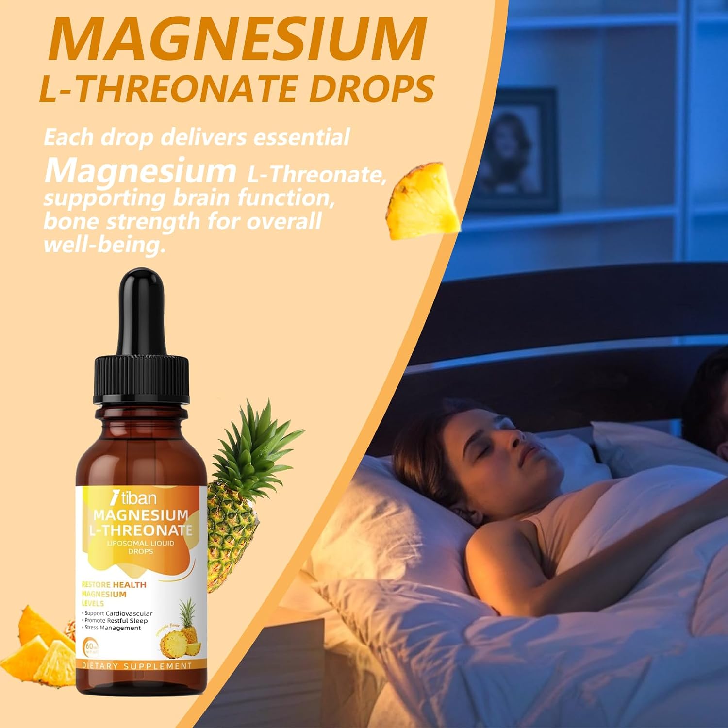 Magnesium L-Threonate Líquido Gotas Sabor Piña 60ml