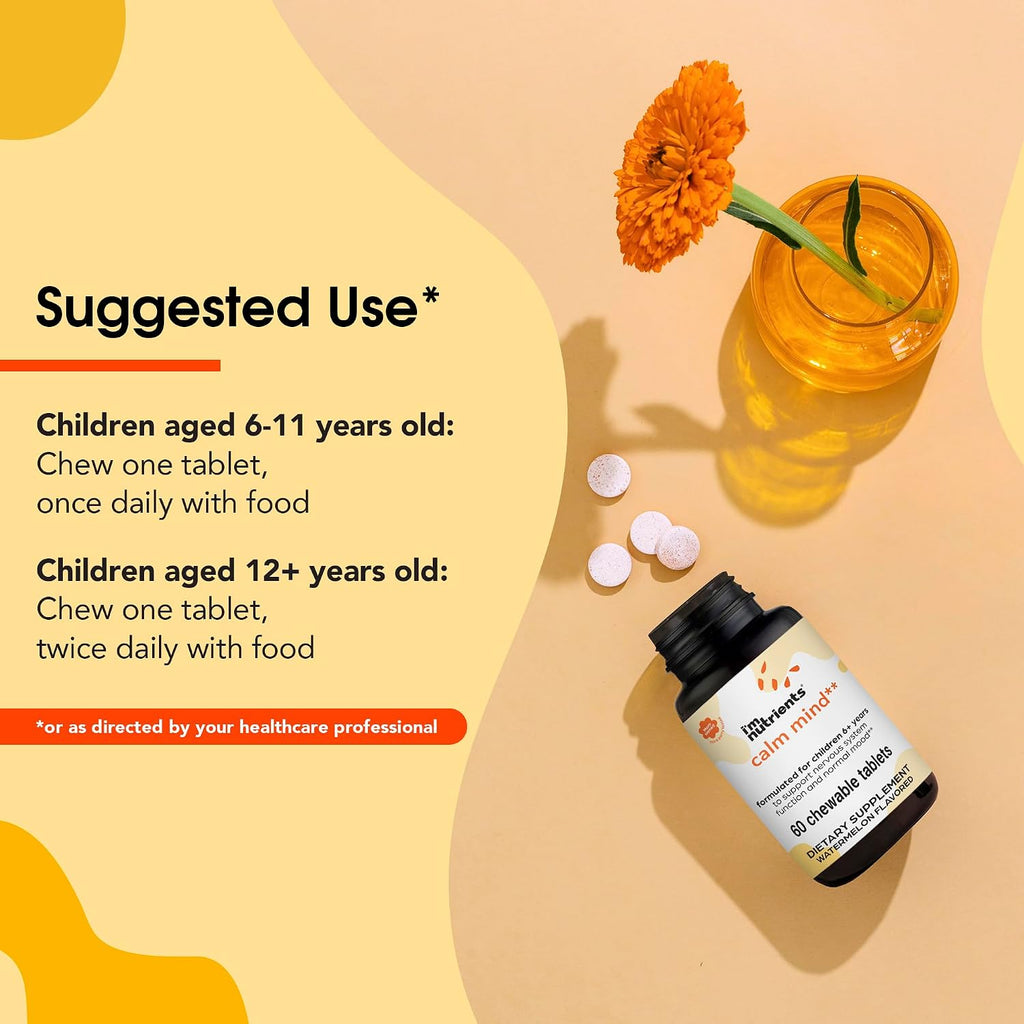 I’m Nutrients Calm Mind | Suplemento para Niños con Azafrán, Magnesio, Vitamina B6 y Zinc | Sabor Natural | 60 Comprimidos Masticables