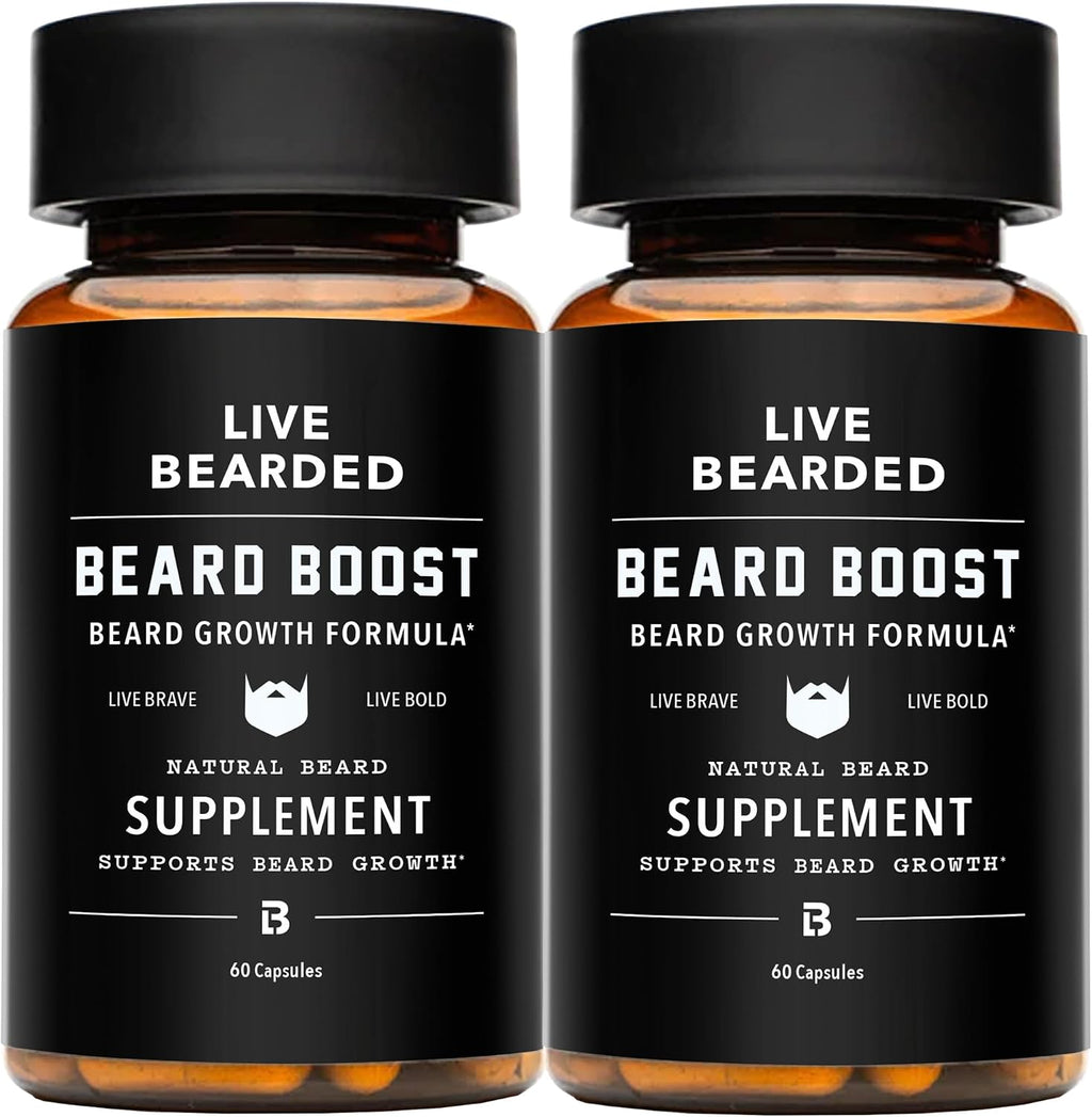 Live Bearded Beard Boost – Suplemento para el crecimiento de la barba, biotina 5000mcg