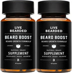Live Bearded Beard Boost – Suplemento para el crecimiento de la barba, biotina 5000mcg