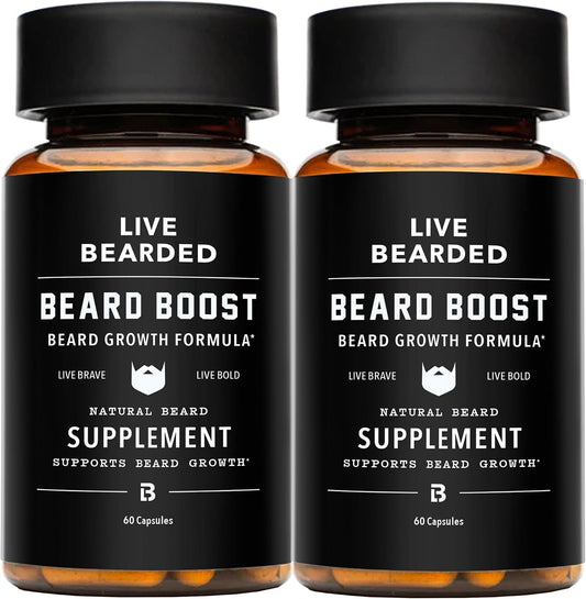 Live Bearded Beard Boost – Suplemento para el crecimiento de la barba, biotina 5000mcg