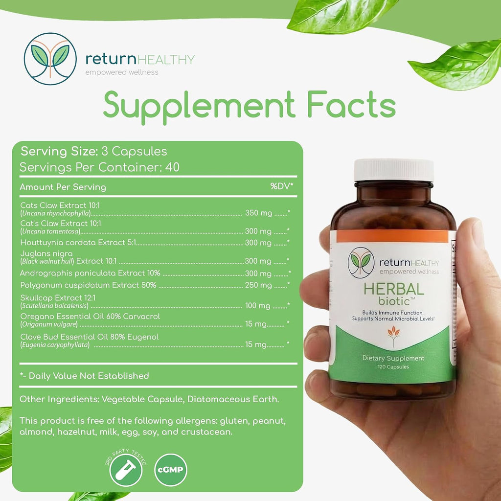 Herbal Biotic, Vitaminas de Apoyo Inmunitario, 120 Cápsulas Veganas