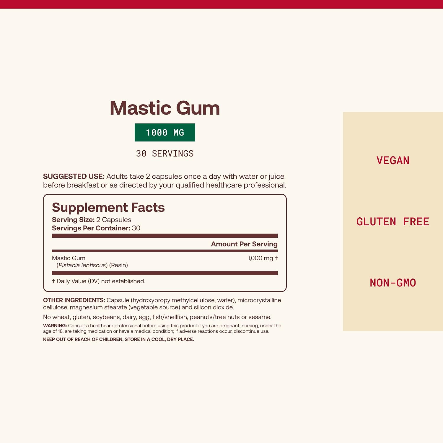 Jarrow Formulas Mastic Gum 1000 mg - 60 Cápsulas Vegetales