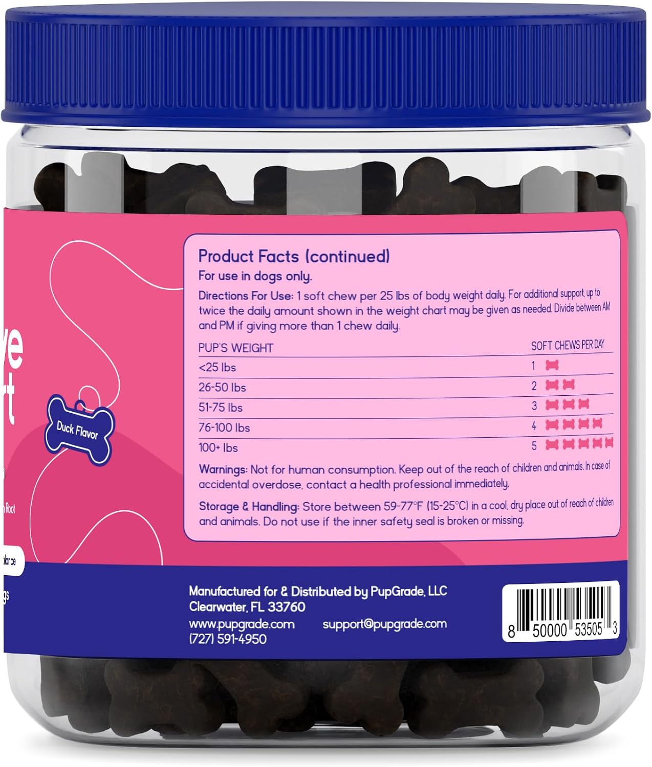 PupGrade Apoyo Digestivo para Perros, Sabor a Pato - 60 Masticables Suaves