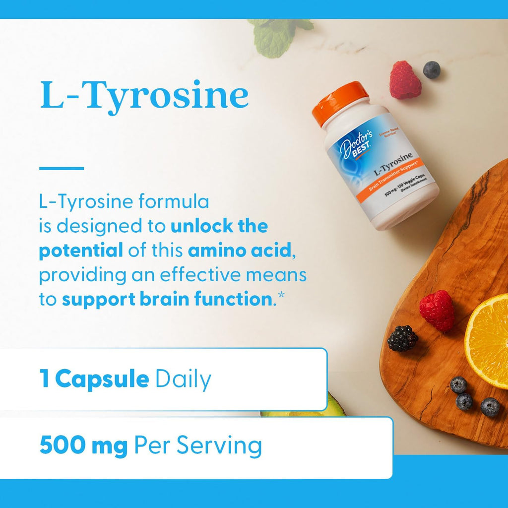 Doctor's Best L-Tirosina 500 mg - 120 Cápsulas Veganas