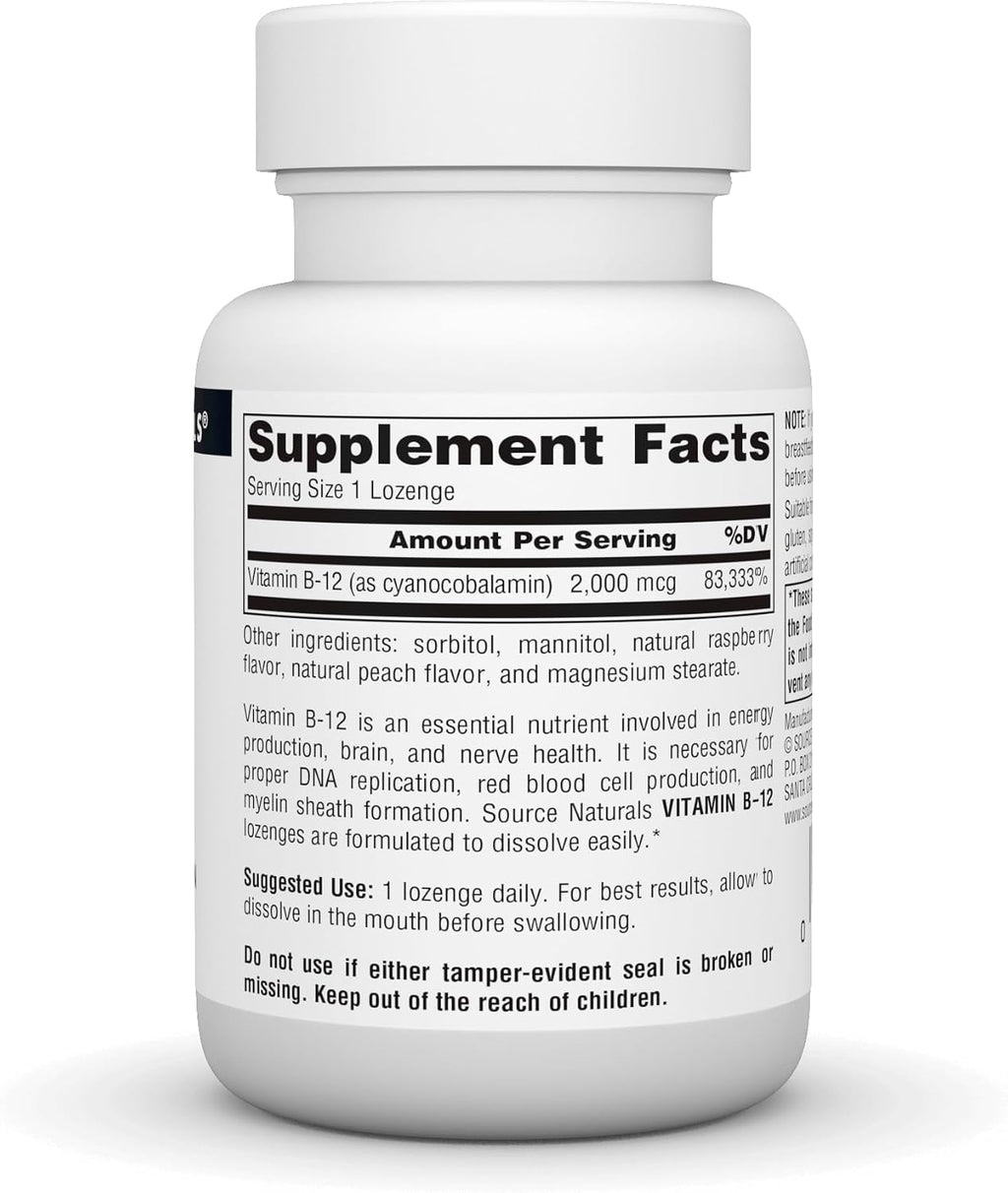 Source Naturals Vitamin B-12, 2000 mcg – 50 Lozenges
