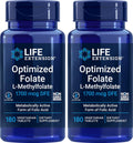 Life Extension Folato Optimizado (L-Metilfolato) 1700 mcg DFE, 180 Comprimidos Vegetales (Pack de 2)