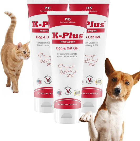 K-Plus Potasio Gluconato Renal Gel Plus Arándano y EPA para Perros y Gatos - 3 Pack
