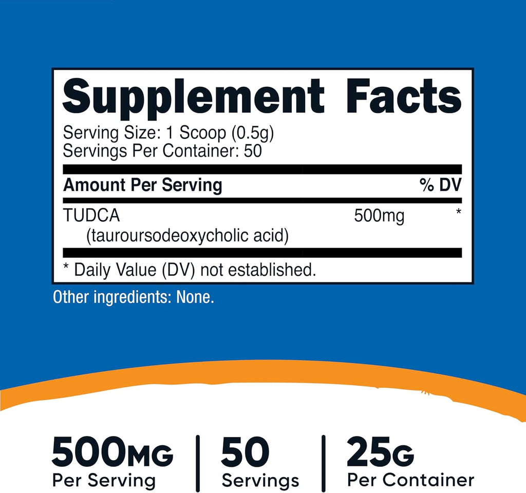 Nutricost TUDCA en Polvo 25 Gramos - Ácido Tauroursodesoxicólico - Sin Gluten, No Transgénico