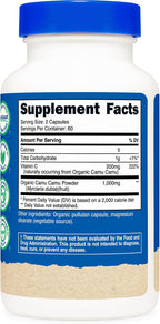 Nutricost Camu Camu 1000mg, 120 Cápsulas - Orgánico, Sin OGM, Sin Gluten