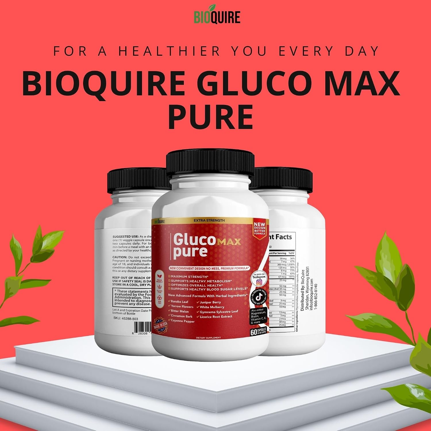 Gluco Max Pure Ultra – 60 Cápsulas – Fórmula Herbal con Vitaminas y Minerales