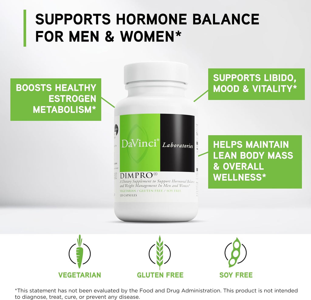 DimPro - Suplemento Dietético para el Equilibrio Hormonal - 120 Cápsulas