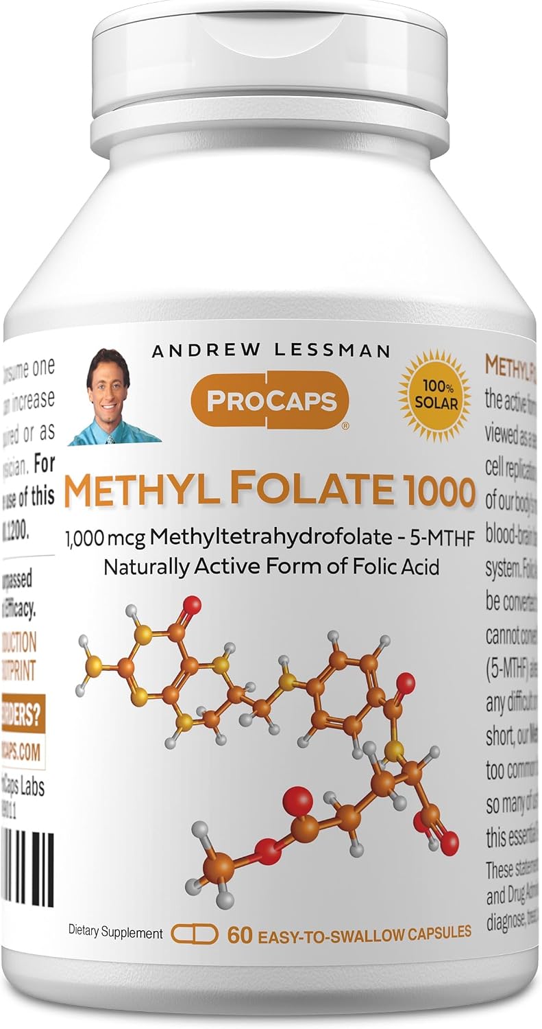 ANDREW LESSMAN Metilfolato 1000 mcg, 240 Cápsulas - Forma Activa de Vitamina B9