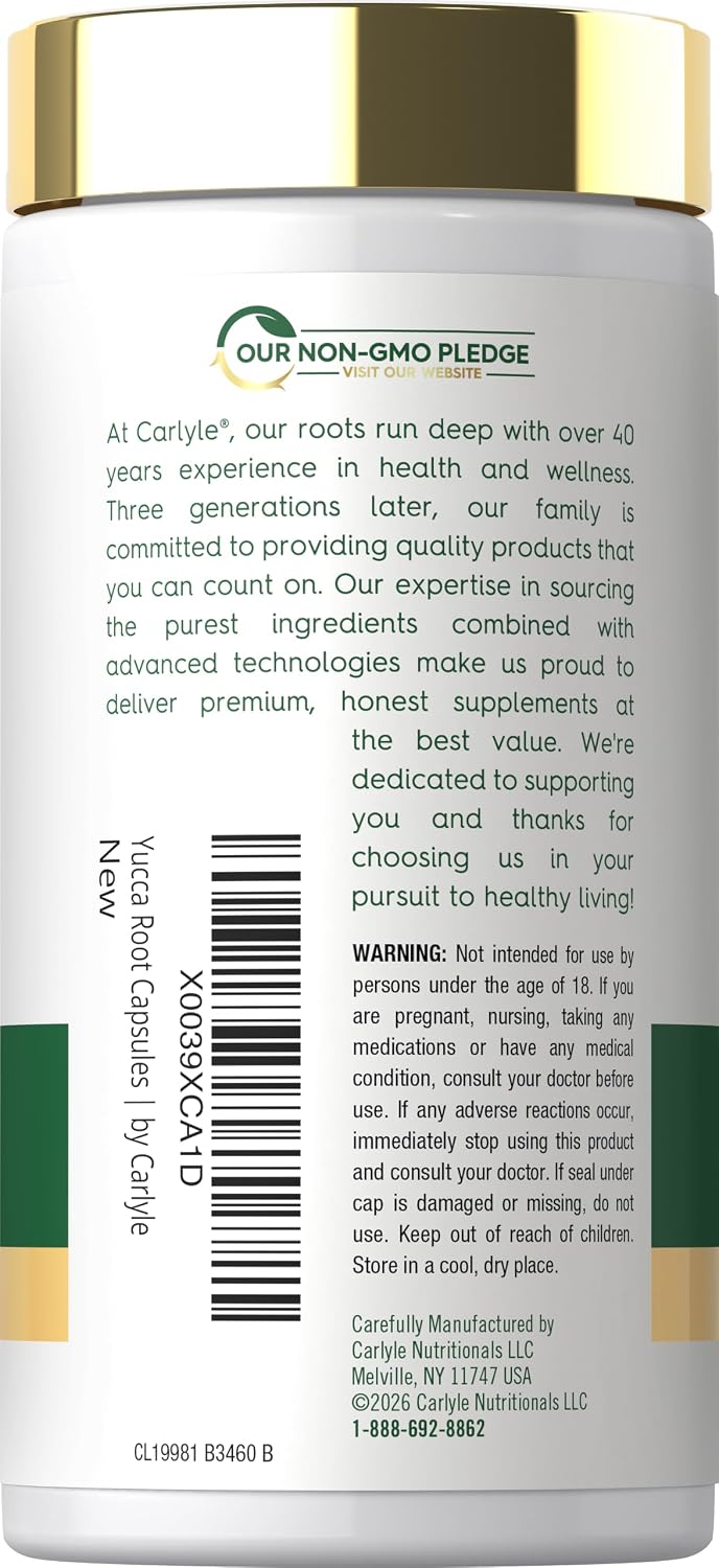 Carlyle Extracto de Raíz de Yuca | 120 Cápsulas | Suplemento Herbal | No GMO y Sin Gluten