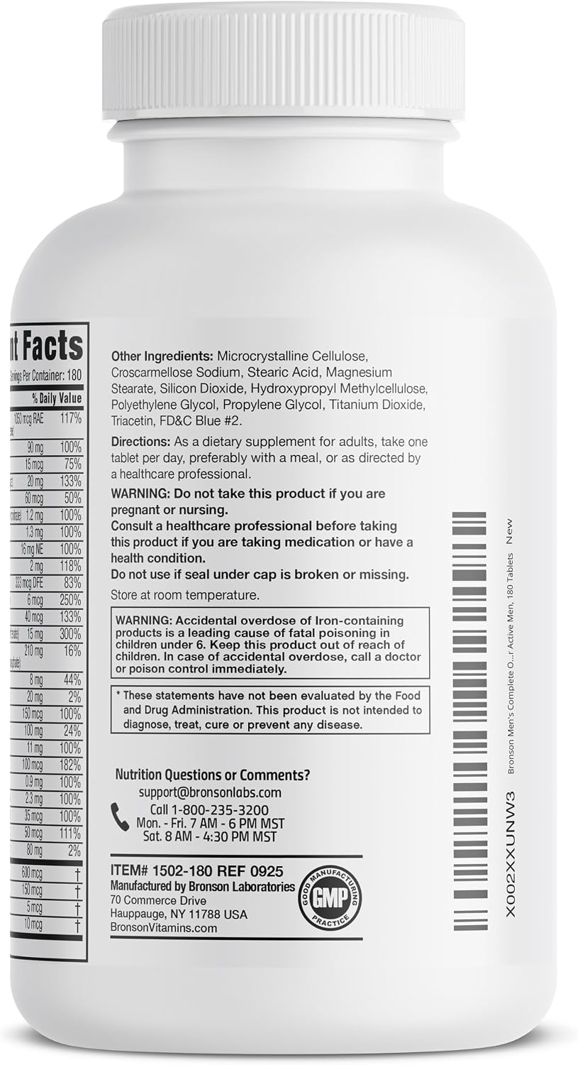 Bronson ONE Daily Multivitamínico Completo para Mujeres Activas, 180 Comprimidos
