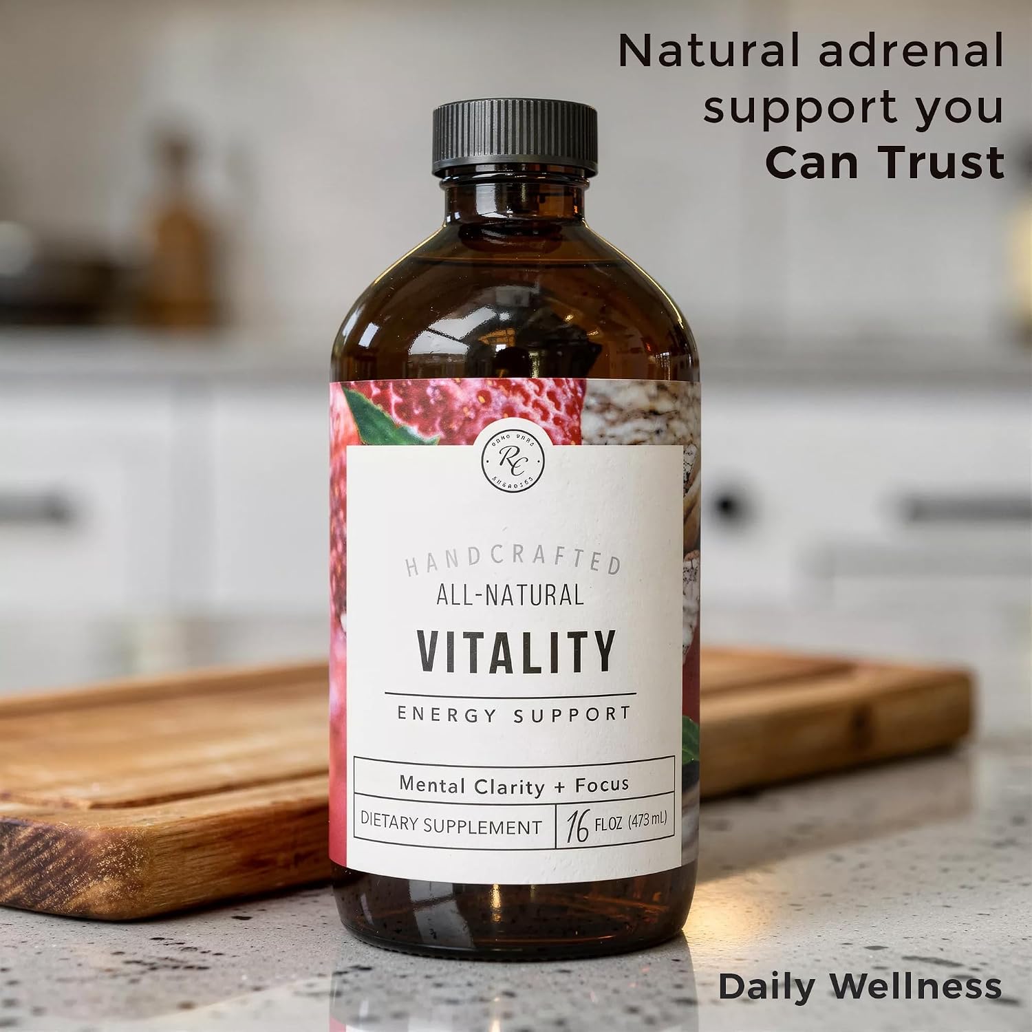 Rowe Casa Organics Vitality Energy Support – Suplemento Líquido de Energía con Guaraná y Rodiola – 473 ml