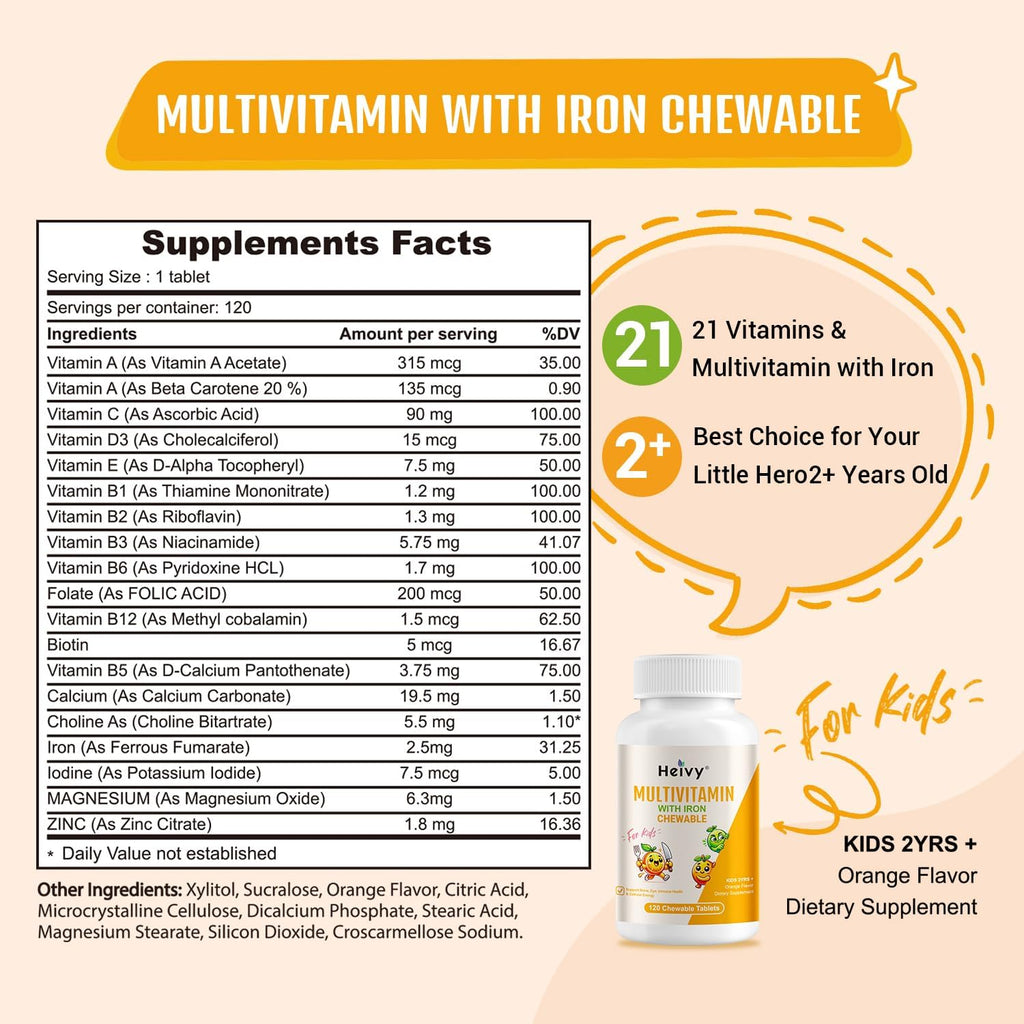 Heivy Multivitamínico Infantil Masticable - 120 Comprimidos