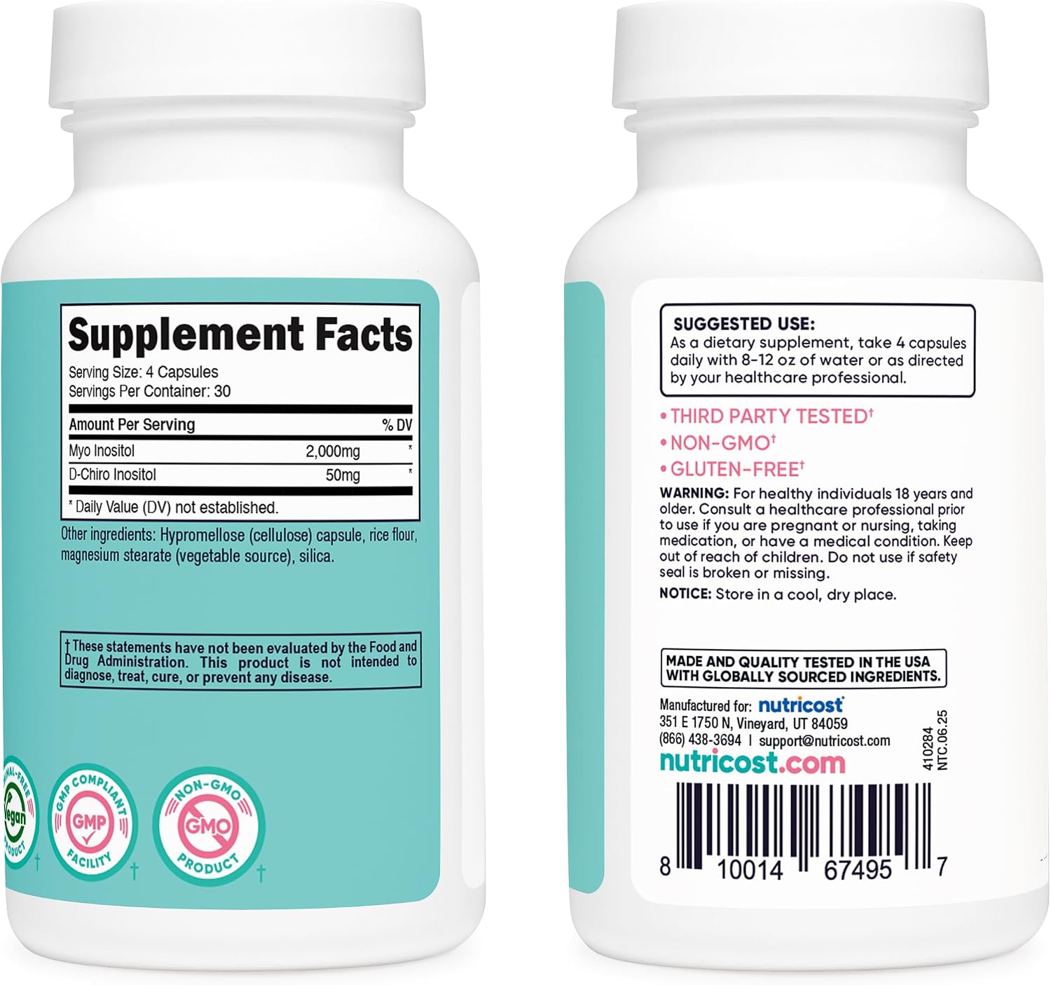 Nutricost Myo Inositol & D-Chiro Inositol 2000mg, 120 Cápsulas