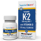 Superior Source K2 (MK-7) 100 mcg con D3 (5000 UI) - 60 Comprimidos Sublinguales
