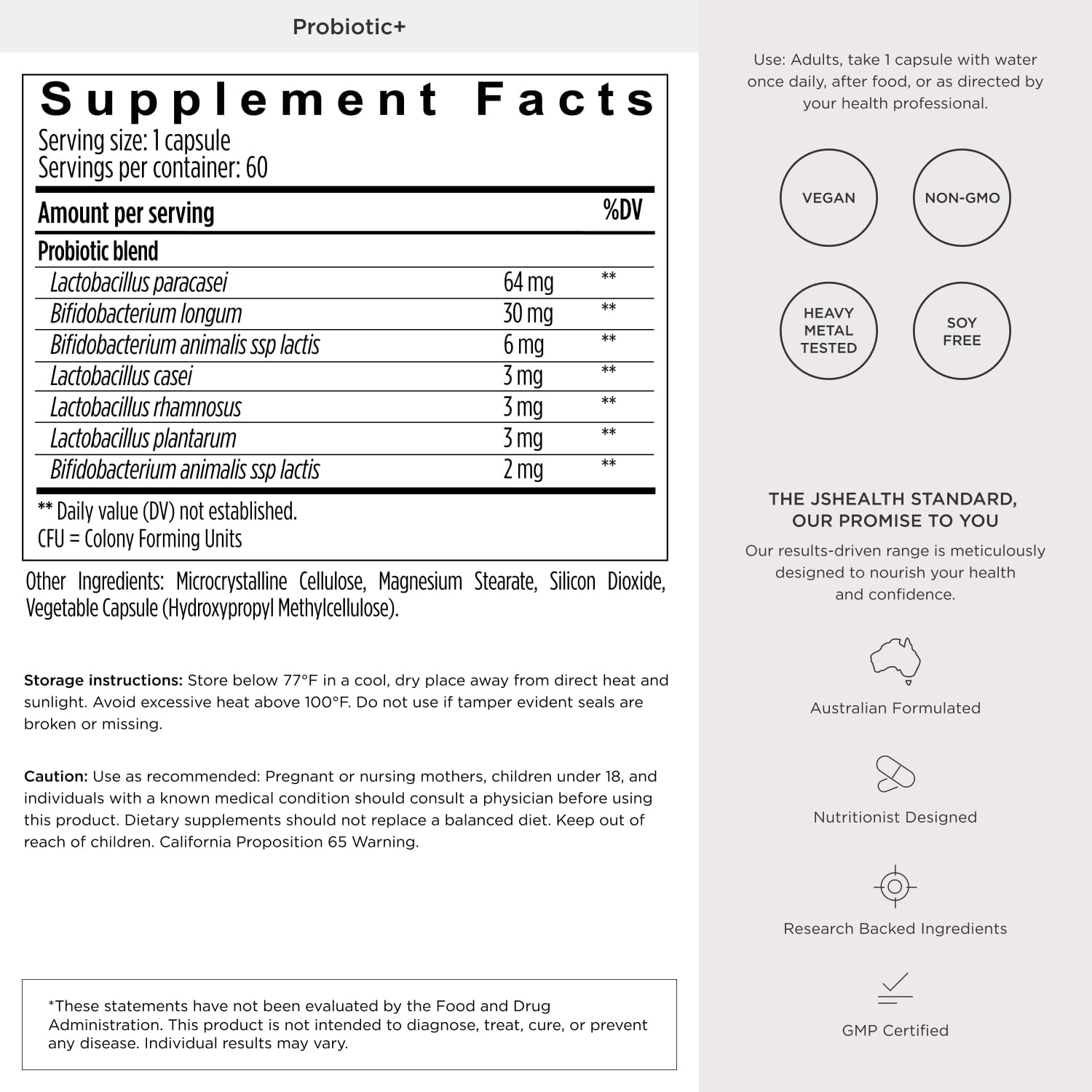 JSHealth Vitamins Fórmula de Salud Intestinal e Inmunidad - Probióticos
