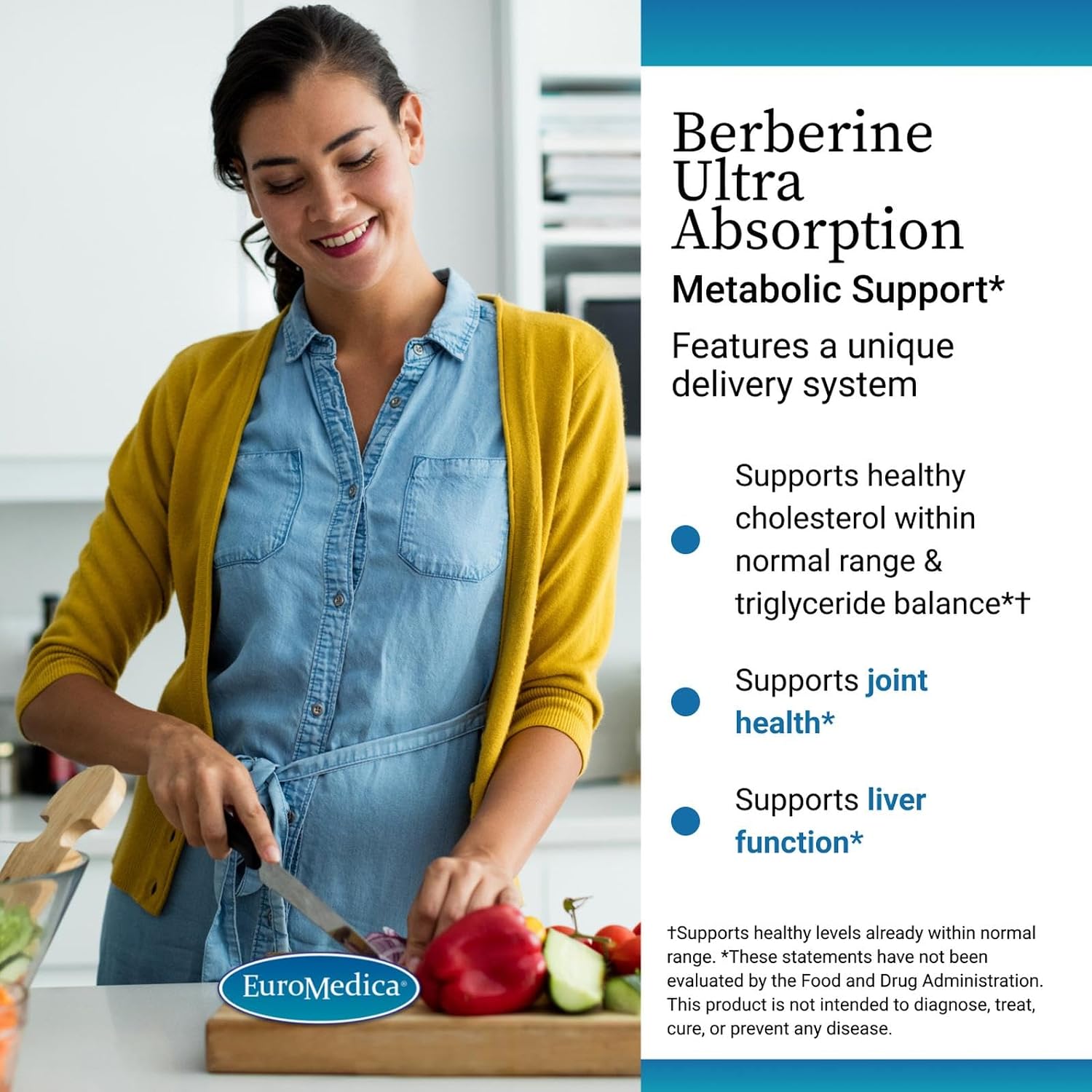 EuroMedica Ultra Absorption - Berberina con GammaSorb para la Salud Metabólica y Hepática - 60 Cápsulas Veganas