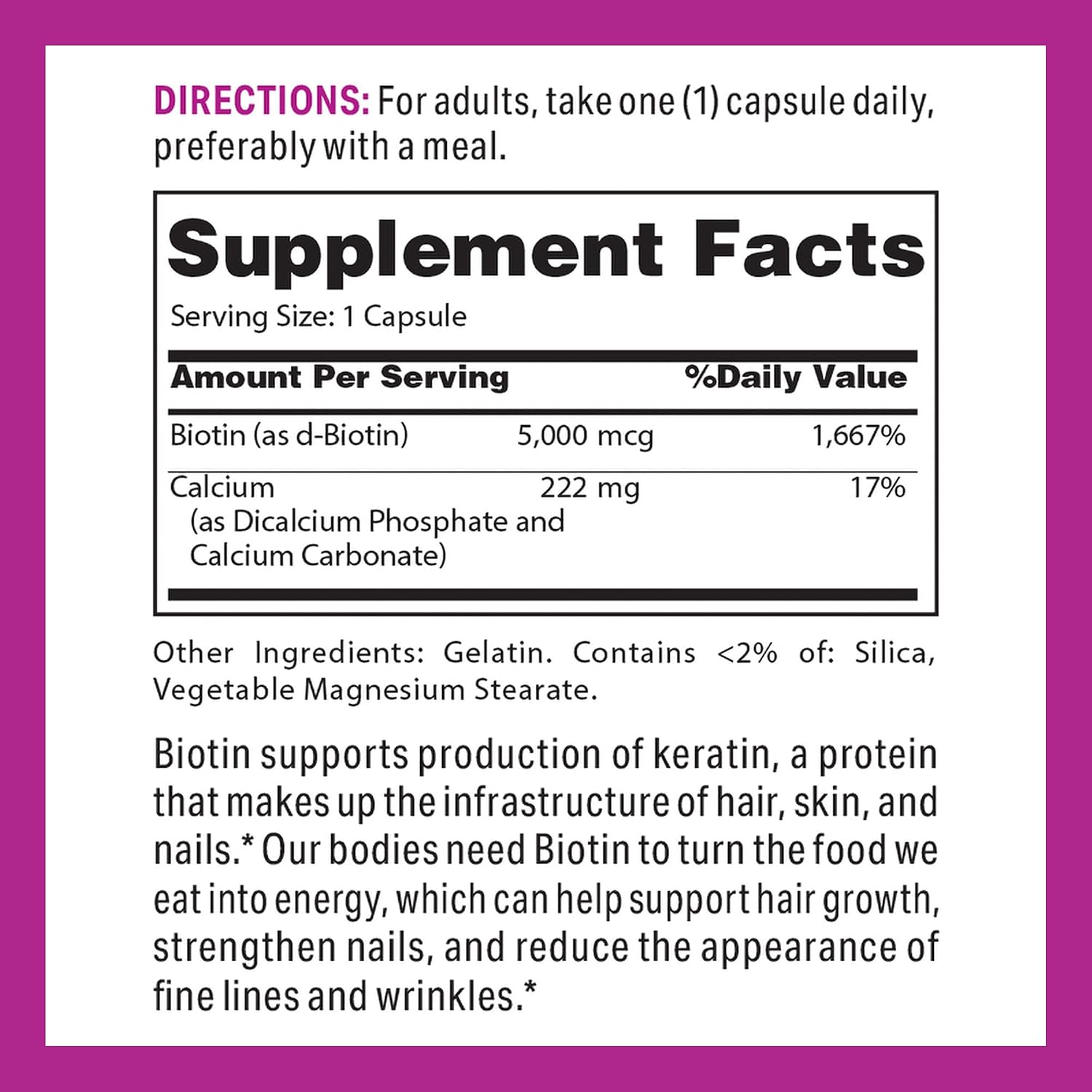 Vitamin World Super Biotina 5000 mcg, 120 Cápsulas